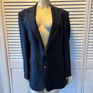 Edgeworth Men’s 2-Piece Suit Set Navy Blazer 44R + Gray Dress Pants Classic Busi